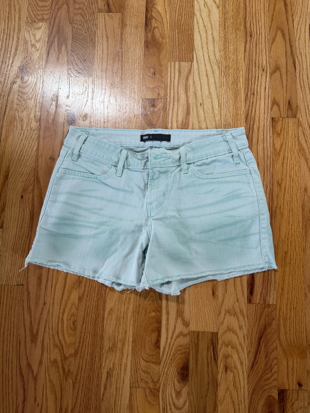 Levi's Mint Green Denim Cutoff Shorts